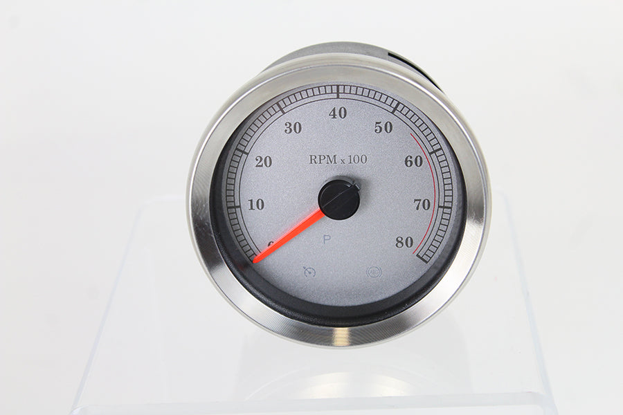 HARLEY 4 inch Silver Electronic Tachometer Fits 2004-2013 XL,   2004-2013 FLHT,   2004-2011 FXD,   2