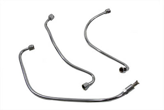 ハーレー スチールオイルラインセット 3ピース クローム 1949-1957 FL、1949-1957 FLH適合