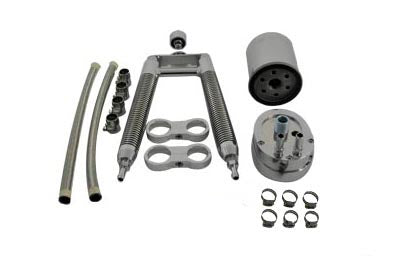 HARLEY Ölkühler-Kit, Doppelrohr, vertikale Ausführung, passend für FXST 2000-2017, FLST 2000-2017,
