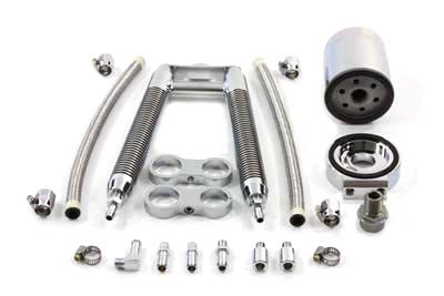 HARLEY Doppelrohr-Ölkühler-Kit, vertikale Ausführung, passend für 1986-1999 FXST, 1986-1999 FLST,