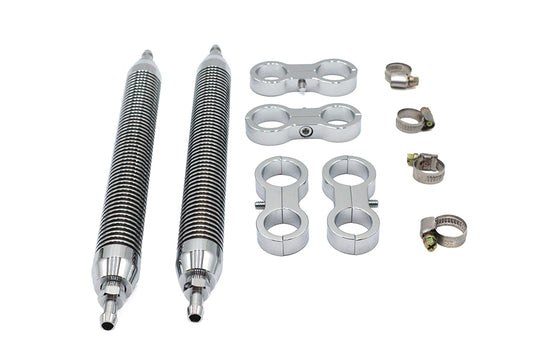 HARLEY Oil Cooler Set Twin Style Billet Chrome Fits 0-  Custom, application for 1 front frame tubes"