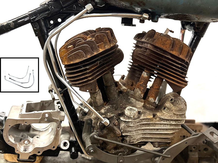 HARLEY 45 W/G Ölleitungssatz Zicad-beschichtet Passend für 1938-1952 WL, 1938-1973 G,