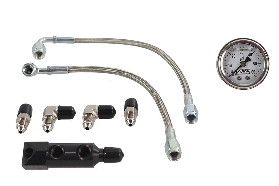 HARLEY Panhead Rockerbox-Ölleitung und Messgerät-Kit passend für 1963–1969 FL,