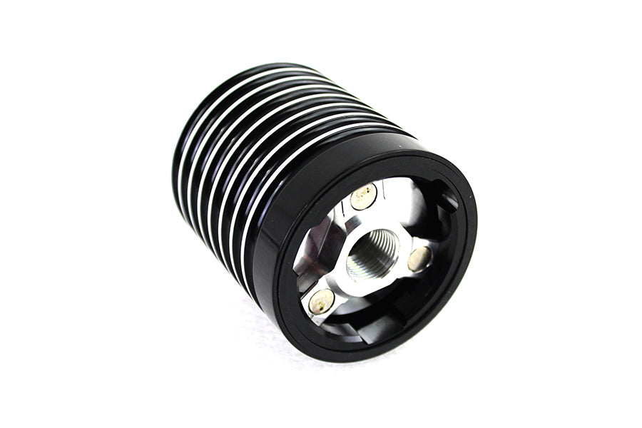 HARLEY Rippen-Ölfilter-Kit, schwarz eloxiert mit roh-Highlights, passend für 1984-2017 FXST, 1986-2017 FLST,