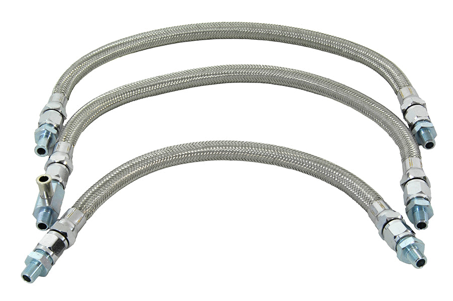 HARLEY Edelstahl-Ölleitungssatz 3-teilig passend für 1968-1980 FL, 1971-1980 FX,