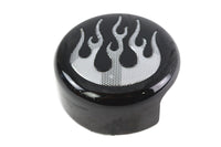 HARLEY Round Horn Cover Black with Chrome Flame fits 1991-UP XL,   1991-UP FLT,   1991-UP FLST,   1991-UP FXST,   1991-2017 FXD,   1991-1994 FXR,