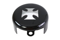 HARLEY Round Horn Cover Black with Chrome Maltese fits 1991-UP XL,   1991-UP FLT,   1991-UP FXST,   1991-UP FLST,   1991-2017 FXD,   1991-1994 FXR,