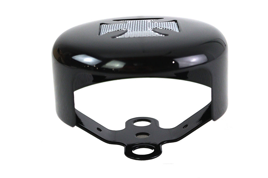 HARLEY Round Horn Cover Black with Chrome Maltese fits 1991-UP XL,   1991-UP FLT,   1991-UP FXST,   1991-UP FLST,   1991-2017 FXD,   1991-1994 FXR,