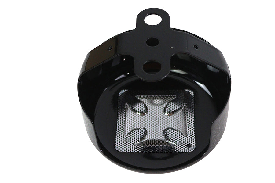 HARLEY Round Horn Cover Black with Chrome Maltese fits 1991-UP XL,   1991-UP FLT,   1991-UP FXST,   1991-UP FLST,   1991-2017 FXD,   1991-1994 FXR,