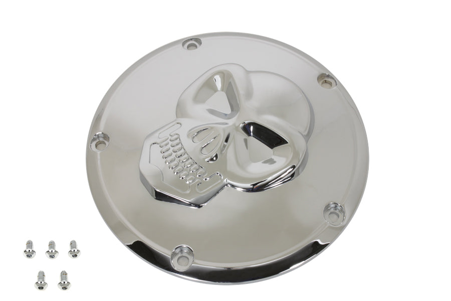 HARLEY Raised Skull Derby Cover Chrome fits 1999-2018 FXST,   1999-2018 FLST,   1999-2015 FLT,   1999-2017 FXD,