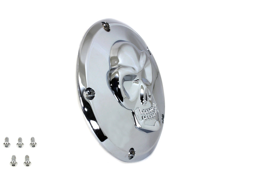 HARLEY Raised Skull Derby Cover Chrome fits 1999-2018 FXST,   1999-2018 FLST,   1999-2015 FLT,   1999-2017 FXD,