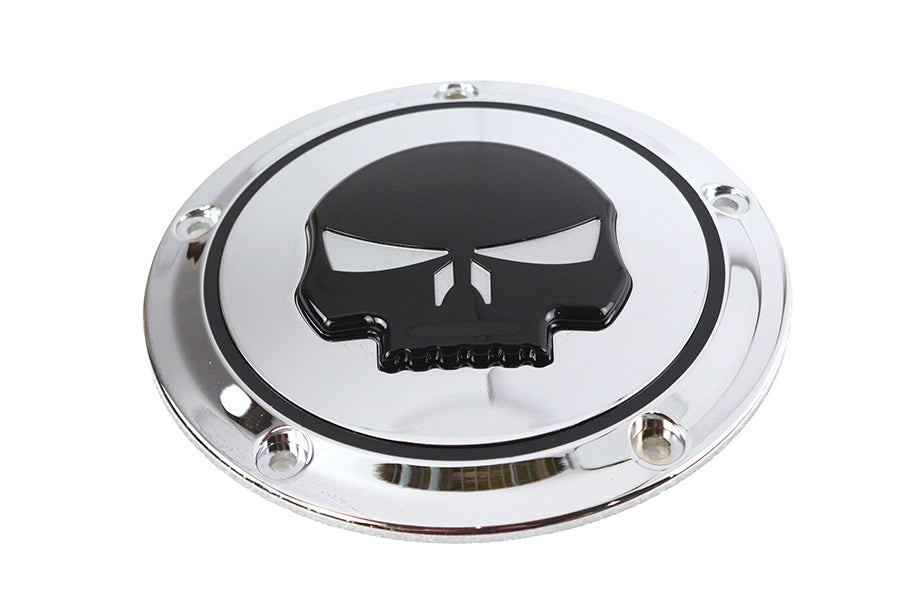 HARLEY Chrom 5-Loch Totenkopf Derby-Deckel passend für 1999–2018 FXST, 1999–2018 FLST, 1999–2015 FLT, 199
