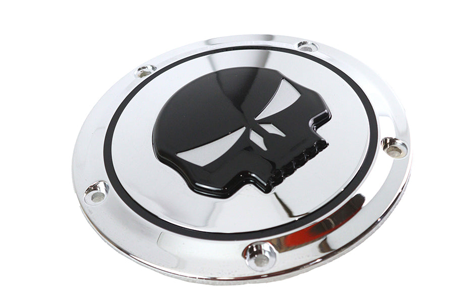 HARLEY Chrom 5-Loch Totenkopf Derby-Deckel passend für 1999–2018 FXST, 1999–2018 FLST, 1999–2015 FLT, 199