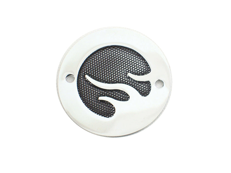 HARLEY Schwarzes Mesh Flammen Chrom Zündsystemabdeckung Passend für 1970-1984 FL,   1971-1985 FX,   1984-1998
