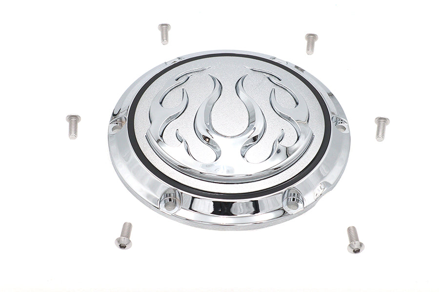 HARLEY Chrom 6-Loch Flame Derby Cover Passend für XL ab 2004,