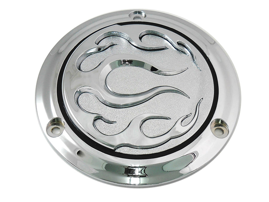 HARLEY Chrom 3-Loch Flame Derby Cover Passend für 1970-1984 FL, 1971-1984 FX, 1979-1998 FLT, 1979-19