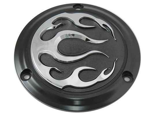 HARLEY Black 3-Hole Flame Derby Cover Fits 1970-1984 FL,   1970-1984 FX,   1979-1998 FLT,   1979-199