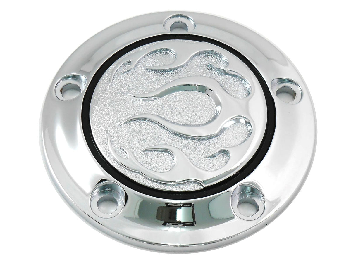 HARLEY Chrom 5-Loch Flammen-Zündungsdeckel Passend für 1999-UP FXST, 1999-UP FLST, 1999-UP FLT, 1999-2017