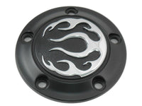 HARLEY Schwarzer 5-Loch Flammen-Zündungsdeckel Passend für 1999-UP FLST, 1999-UP FXST, 1999-UP FLT, 1999-2005