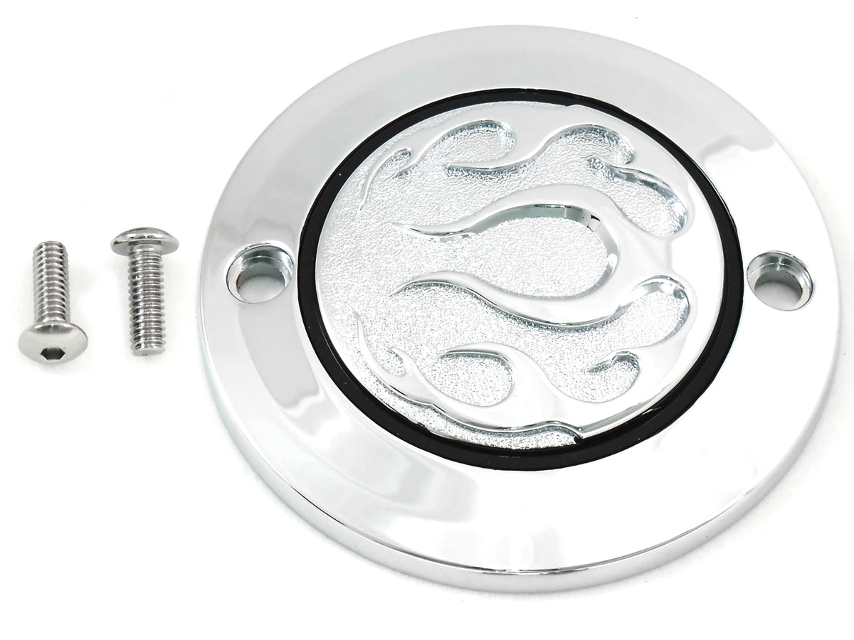 HARLEY Chrome 2-Loch Flammen-Zündungsdeckel passt für XL ab Baujahr 2004,