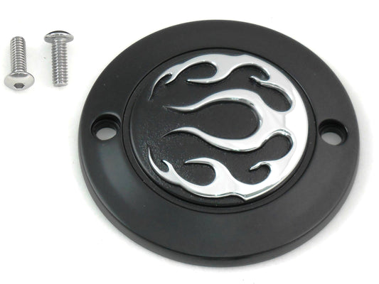 HARLEY Black 2-Hole Flame Point Cover Fits 2004-UP XL,