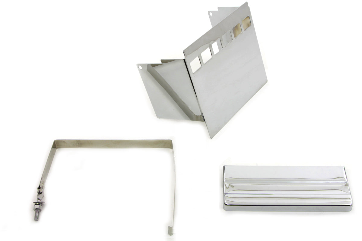 HARLEY Verchromter, quadratischer Batterieabdeckungssatz Passend für 1973-1984 FXE, 1979-1984 FXS,