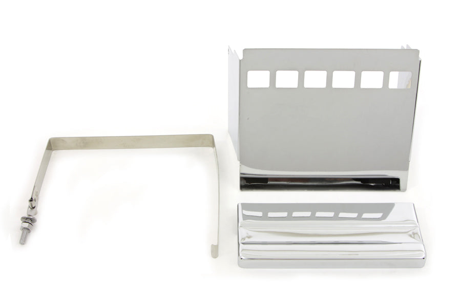 HARLEY Verchromter, quadratischer Batterieabdeckungssatz Passend für 1973-1984 FXE, 1979-1984 FXS,