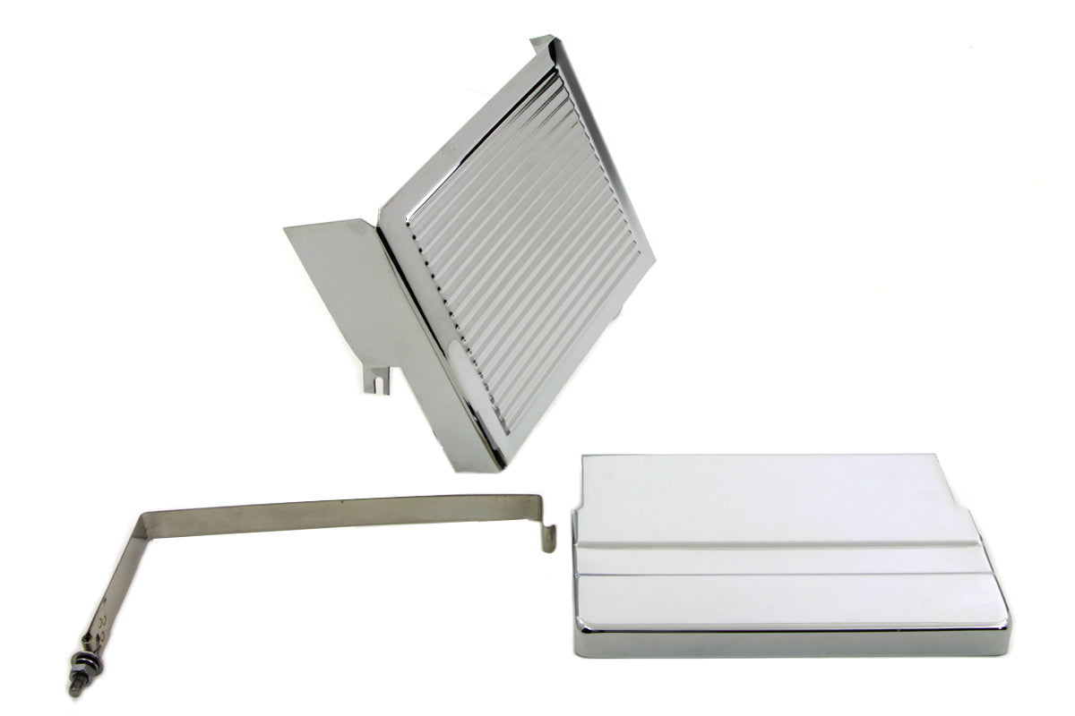 HARLEY Chrom Gerippter Batterieabdeckungssatz Passend für 1965-1969 FL,