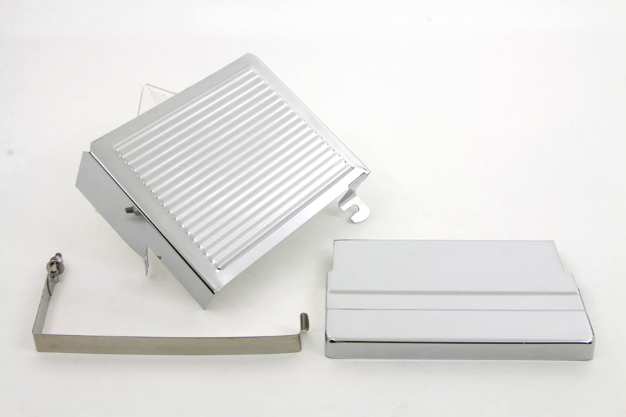 HARLEY Chrom Gerippter Batterieabdeckungssatz Passend für 1965-1969 FL,