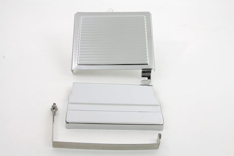 HARLEY Chrom Gerippter Batterieabdeckungssatz Passend für 1965-1969 FL,