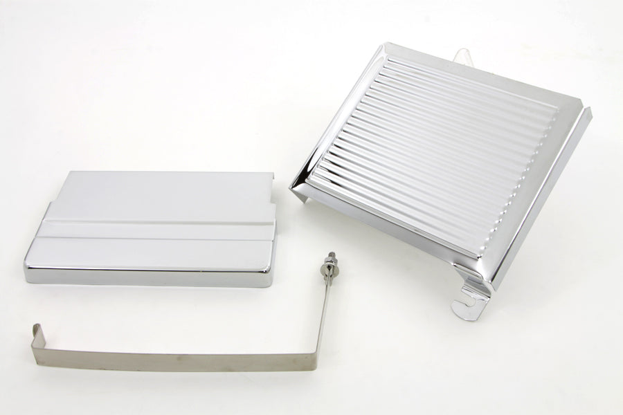 HARLEY Chrom Gerippter Batterieabdeckungssatz Passend für 1965-1969 FL,