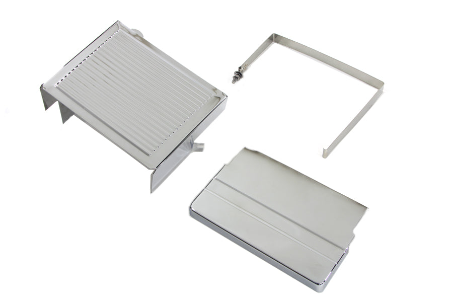 HARLEY Verchromter, geriffelter Batterieabdeckungssatz, passend für 1970-1984 FLH,