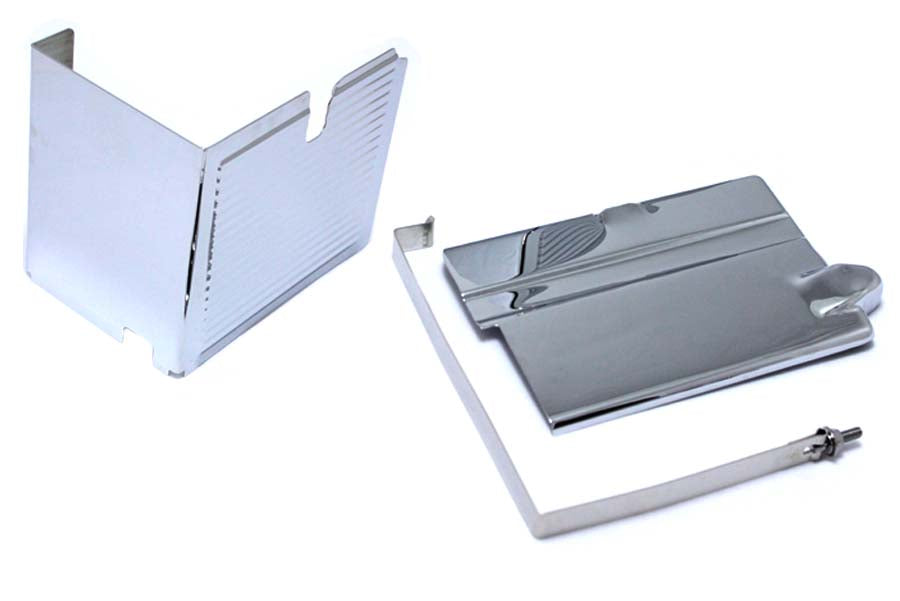 HARLEY Batteriefachdeckel-Kit verchromt gerippt passend für 1967-1978 XLH,