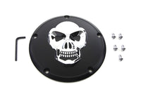 HARLEY Schwarzer Derby-Deckel mit Chrom-Totenkopf Passt für 1999–2018 FXST, 1999–2018 FLST, 1999–2015 FLT,