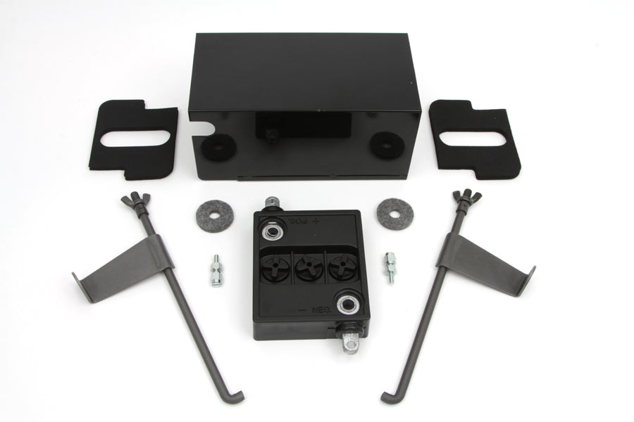 HARLEY Schwarzer 6-Volt-Batteriekasten-Kit passend für 1936–1952 EL, 1941–1957 FL,