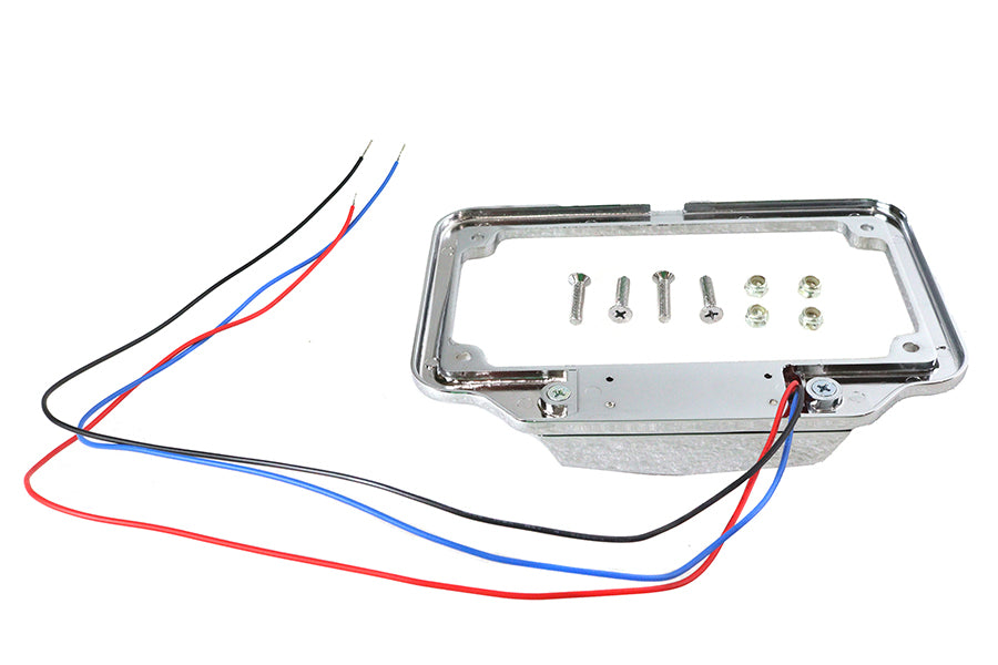 HARLEY Kennzeichenrahmen Chrom Billet mit LED-Rückleuchte, passend für 0- Custom, Anwendung für 4 x