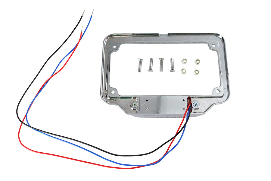 HARLEY Kennzeichenrahmen Chrom Billet mit LED-Rückleuchte, passend für 0- Custom, Anwendung für 4 x