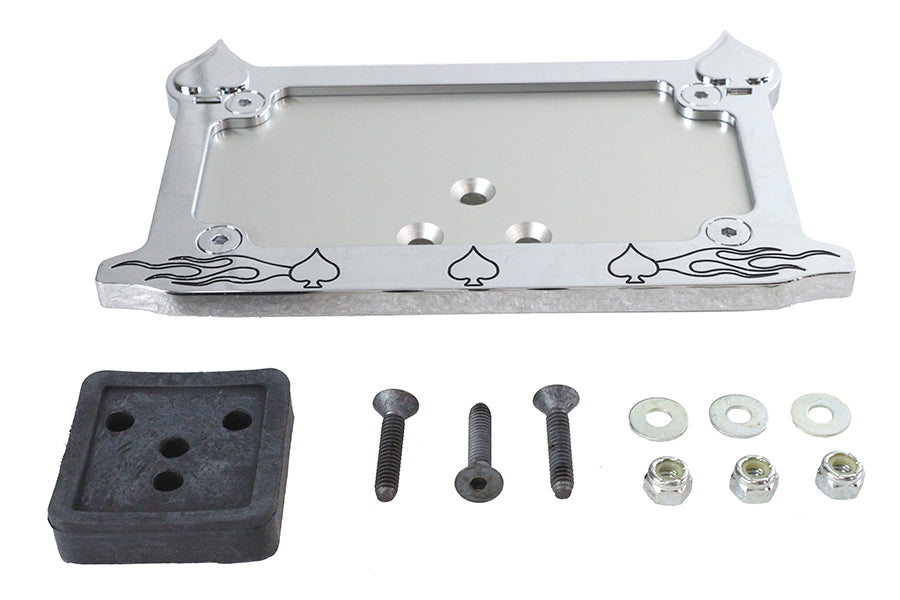 HARLEY Nummernschildrahmen Spaten-Stil Chrom Billet Passend für 0- Custom, Anwendung für 4-3/4 x 8" Nummernschilder