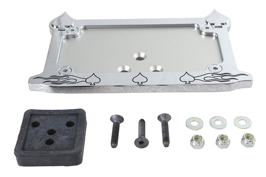 HARLEY License Plate Frame Spade Style Chrome Billet Fits 0-  Custom, application for 4-3/4 x 8" lic