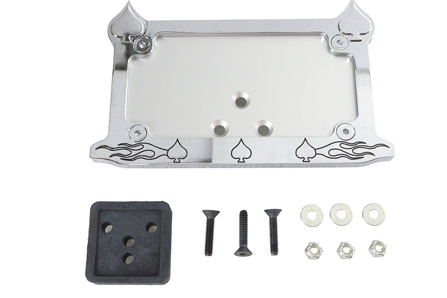 HARLEY Nummernschildrahmen Spaten-Stil Chrom Billet Passend für 0- Custom, Anwendung für 4-3/4 x 8" Nummernschilder
