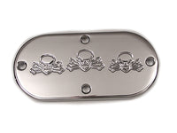 HARLEY Bonehead Totenkopf Inspektionsdeckel Chrom Passt für 1970-1984 FL, 1984-2006 FXST, 1986-2006 FLST,