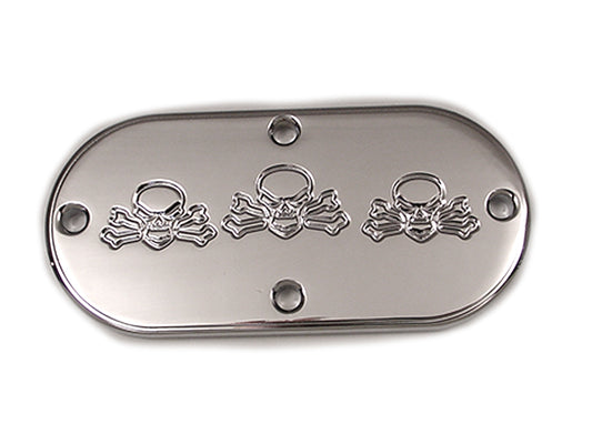 HARLEY Bonehead Skull Inspection Cover Chrome Fits 1970-1984 FL,   1984-2006 FXST,   1986-2006 FLST,