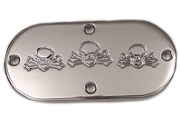 HARLEY Bonehead Totenkopf Inspektionsdeckel Chrom Passt für 1970-1984 FL, 1984-2006 FXST, 1986-2006 FLST,