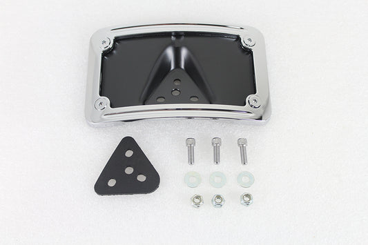 HARLEY License Plate Bracket Curved Laydown Style Chrome Billet Fits 1973-1984 FX,   1973-1984 FL,