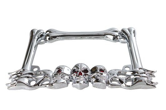 HARLEY License Plate Frame Skull Style Chrome Fits 0-  Custom, application to fit 4 x 7" plates."