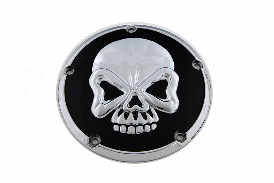 HARLEY Skull Design 5 Hole Derby Cover Chrome fits 1999-2018 FXST,   1999-2018 FLST,   1999-2015 FLT,   1999-2017 FXD,