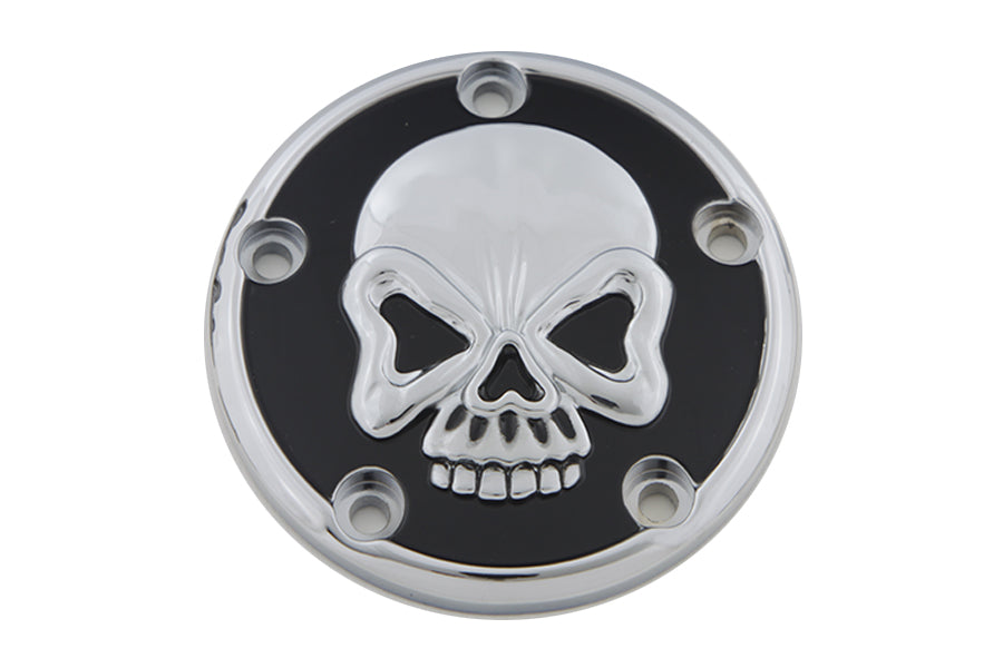 HARLEY Skull Design 5 Hole Ignition System Cover Chrome fits 1999-UP FLT,   1999-UP FXST,   1999-UP FLST,   1999-2017 FXD,