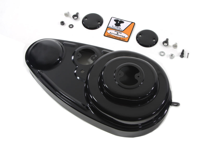 HARLEY Black 45 Zoll äußerer Primärdeckel-Kit Passend für 1941-1963 G, 1941-1952 W,