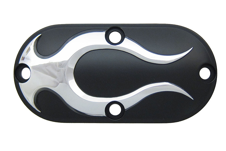 HARLEY Schwarze Inspektionsabdeckung mit Chromflamme Passt auf 1965-1986 FL,   1965-1986 FL,   1965-1986 FX,