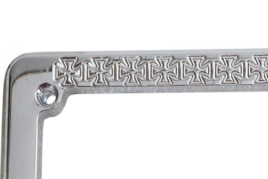HARLEY Nummernschildrahmen maltesischer Stil Chrom Passend für 0-  Custom, Anwendung für 4 X 7-1/2" Nummernschild